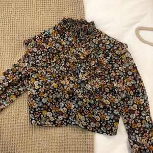 ZARA chiffon floral turtleneck top